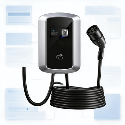 良い価格 3相EV充電器J8 壁または柱式AC充電ステーションユーロタイプ2 22kW 32A 380V IP54 5.64インチ LCD画面 オンライン