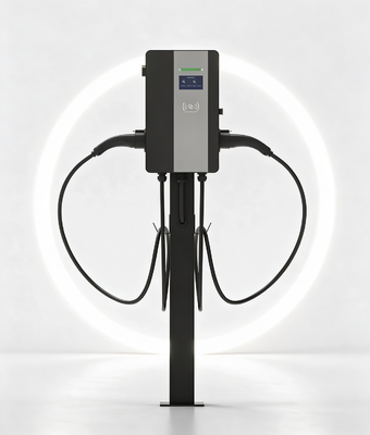 良い価格 高性能AC EV充電器タイプ1 11KW ダブルガンデザイン IP54 OCPP1.6J 内蔵4.3インチカラータッチスクリーン 4G WIFI イーサネット APP スワイプカードスキャンコードアクティベーション オンライン
